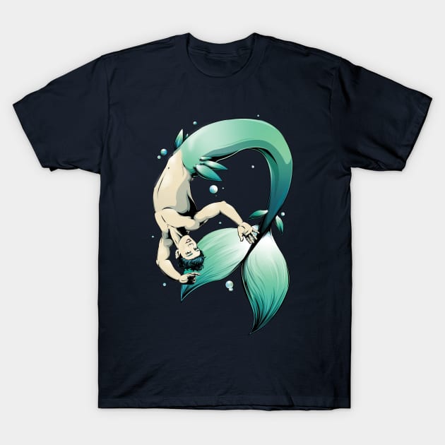 Playful Merman T-Shirt by redappletees